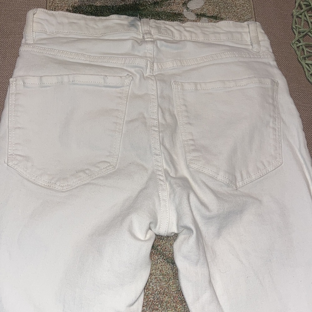 Zara Skinny White Denim Ankle Length Button Fly 5 Pocket Jeans. Size 4 EUC - Picture 3 of 8